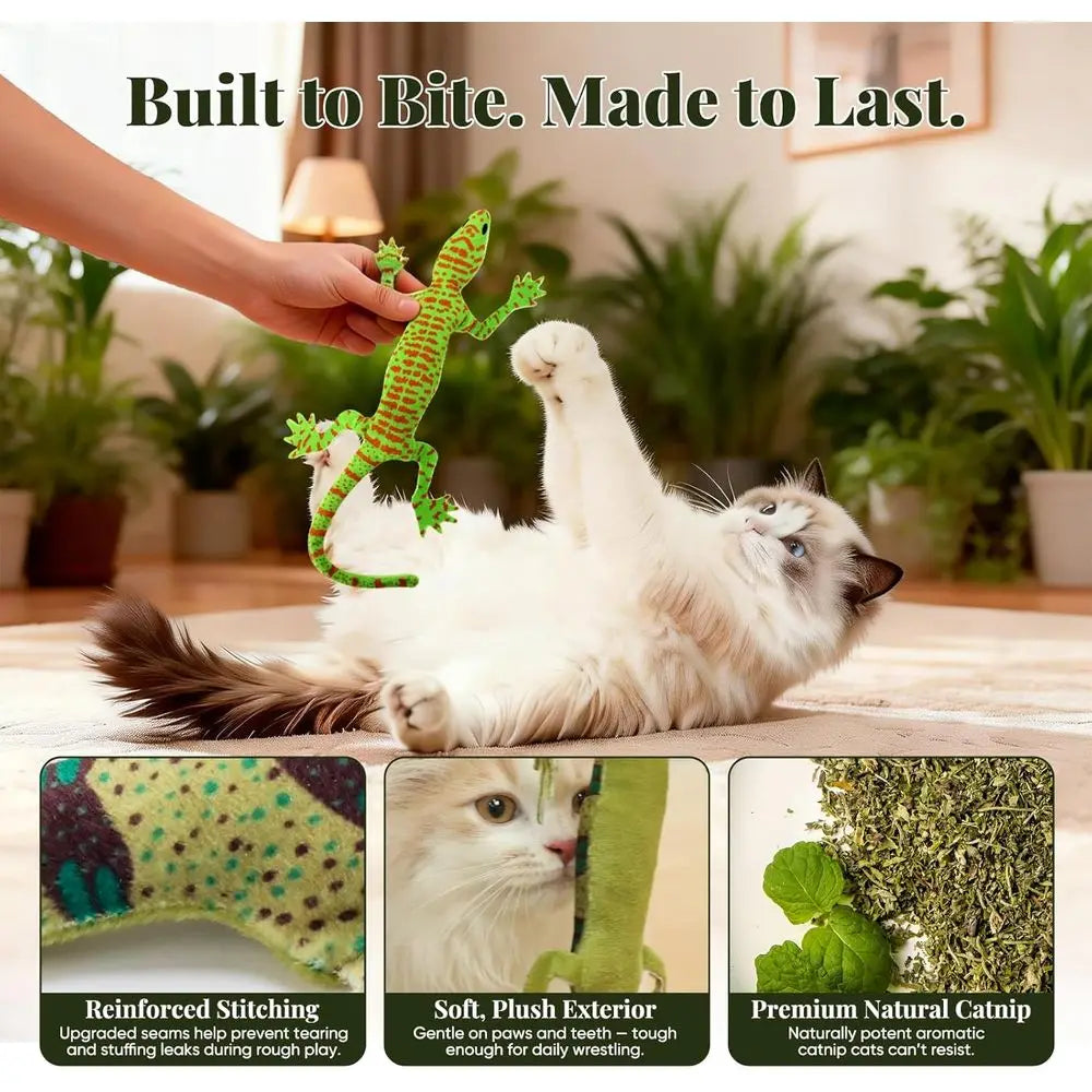 Lizard Catnip Toys For Cats Bite Resistant Interactive Dental Chew