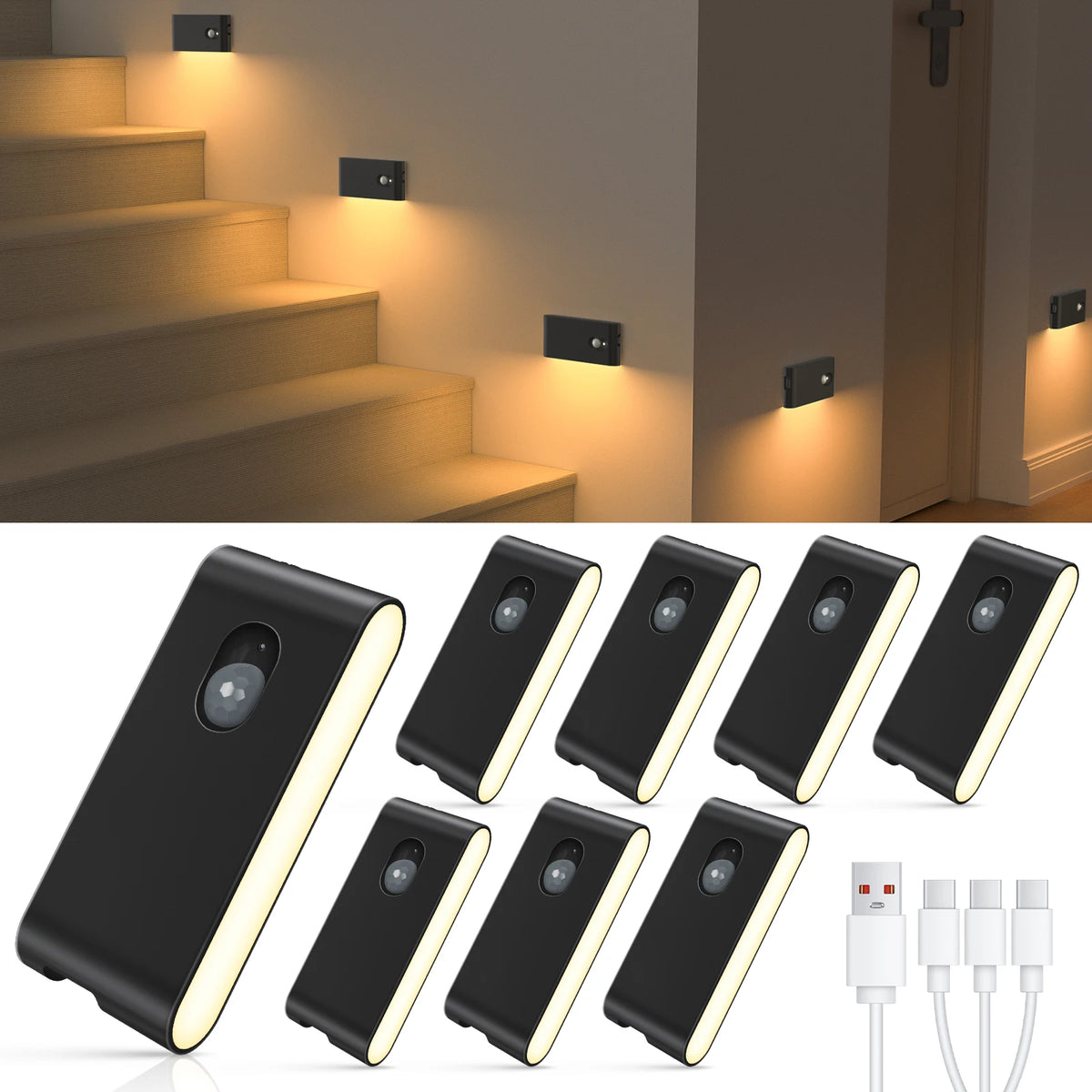 Willed Motion Sensor Rechargeable LED Stairway Night Light