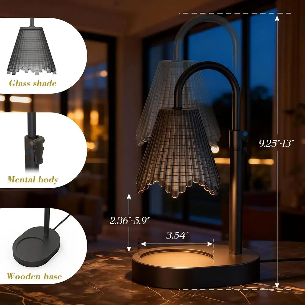 Adjustable Height Candle Warmer Lamp With Dimmable Brightness Control