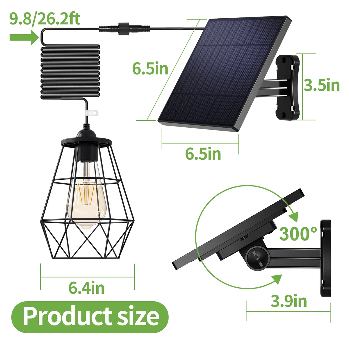 Intelamp 4000mAh Solar Pendant Lights Indoor Outdoor Waterproof