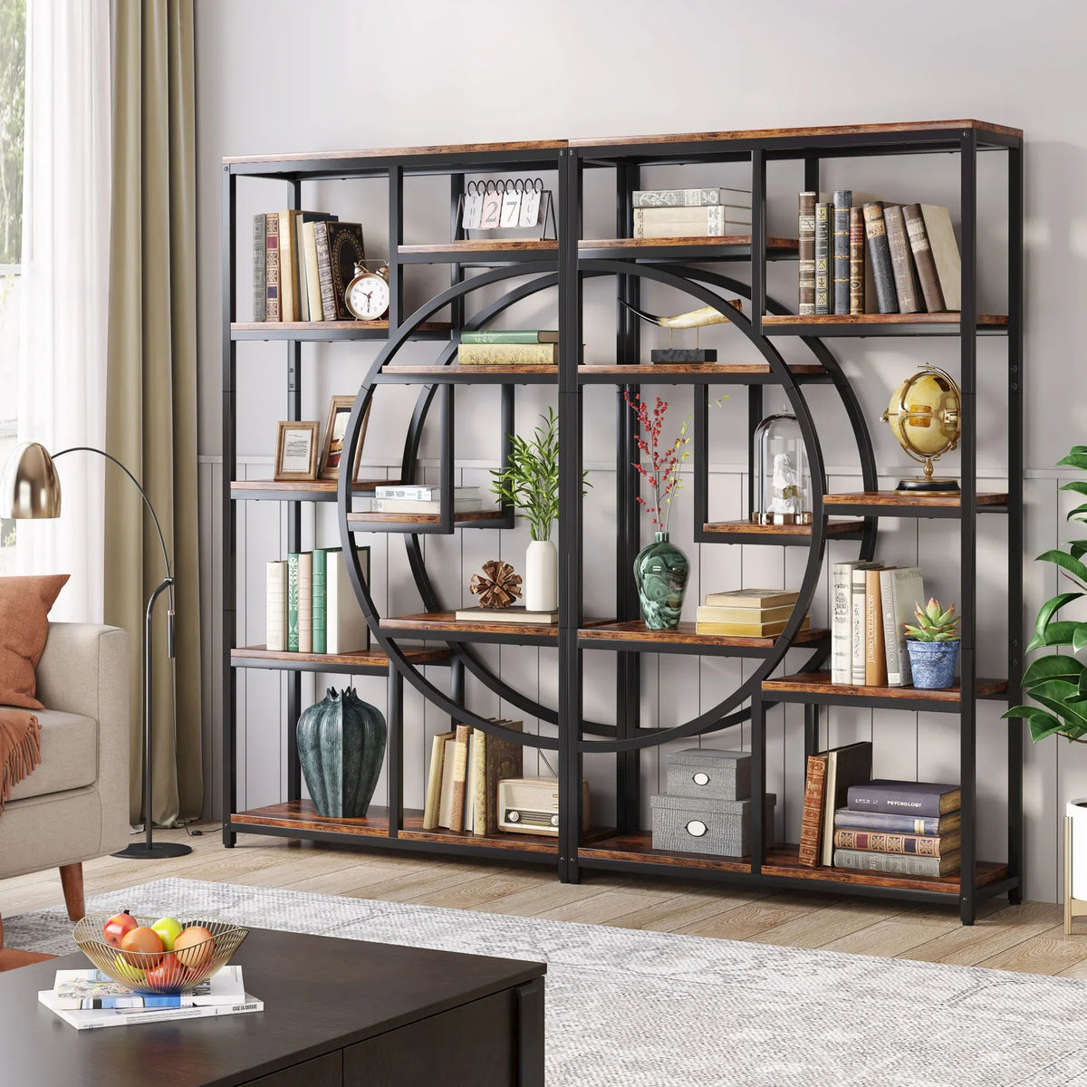 Tribesigns Industrial Five Tier Freestanding Bookshelf Storage Unit