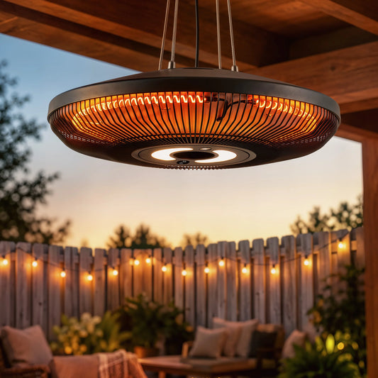 Outsunny Hanging Patio Heater With LED Light And Adjustable Heat