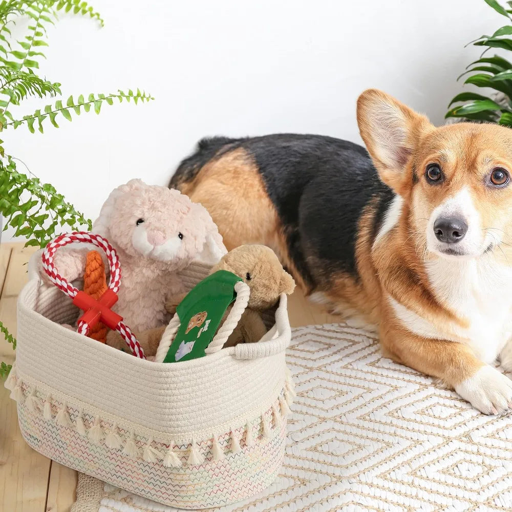 Three Pack Cotton Rope Storage Baskets For Toys And Linen