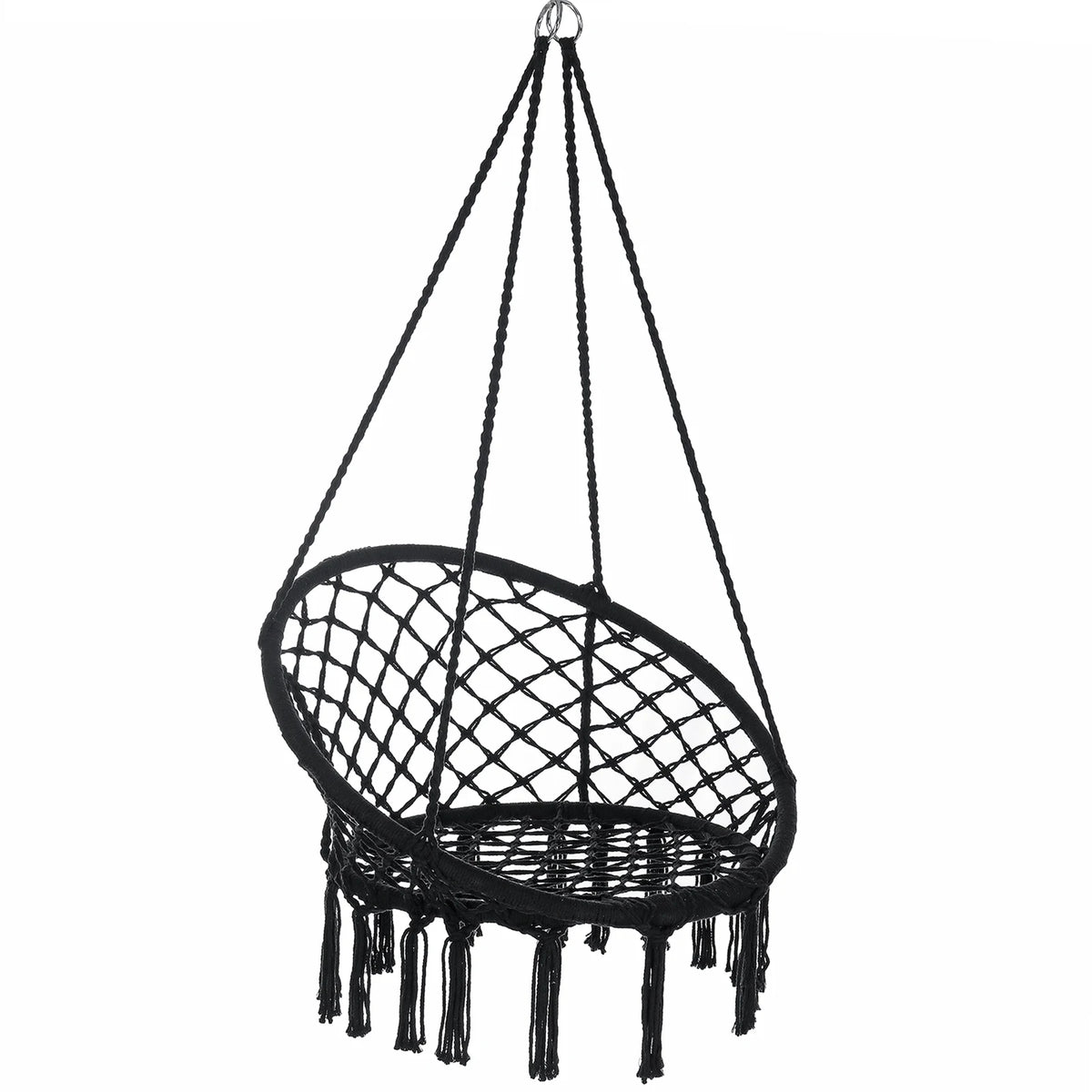 Bohemian Hanging Hammock Chair Swing With Tassel Accents