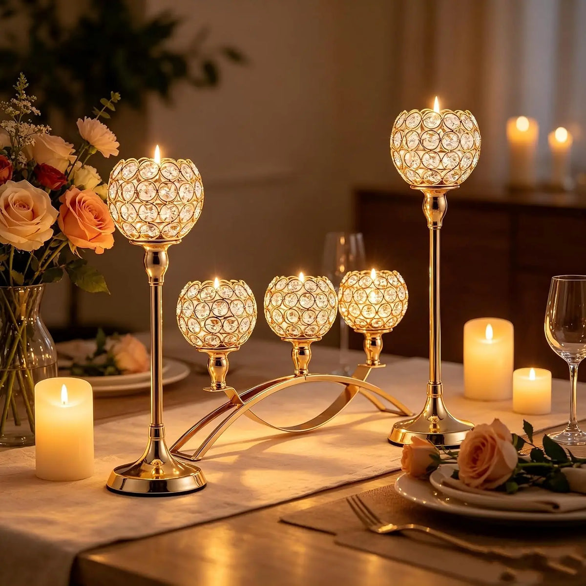 Premium Metal Tealight Candelabra Stand For Table Centerpiece Decor