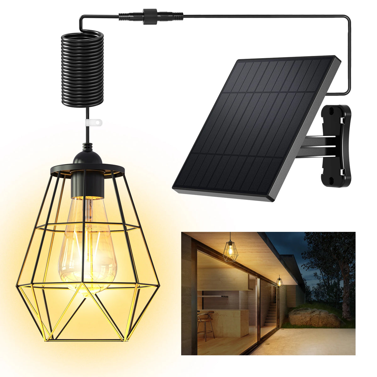 Intelamp 4000mAh Solar Pendant Lights Indoor Outdoor Waterproof
