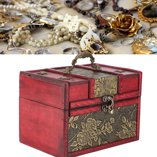Portable Wooden Jewelry Display Box With Faux Leather Interior