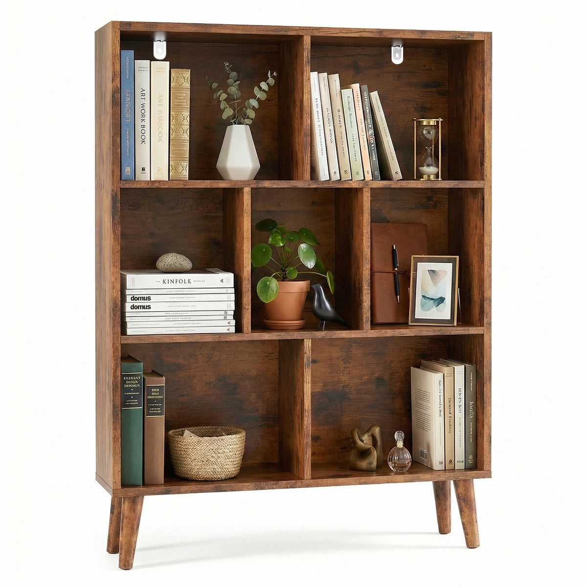 Sturdy Wooden Bookcase Storage Shelves Display Organizer For Home