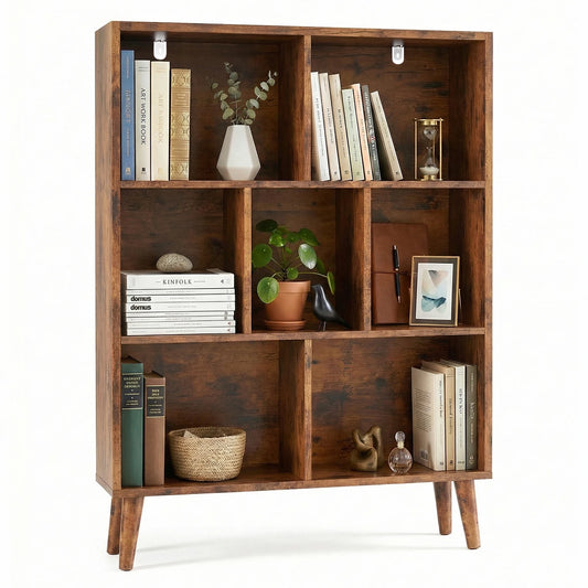Sturdy Wooden Bookcase Storage Shelves Display Organizer For Home