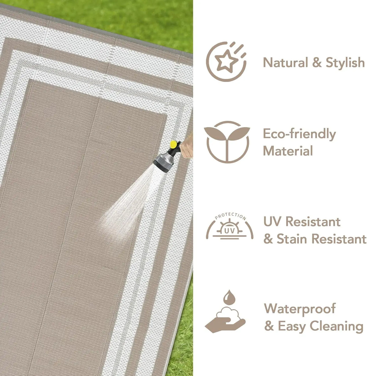 TWISTER Outdoor Waterproof Reversible Plastic Area Rug