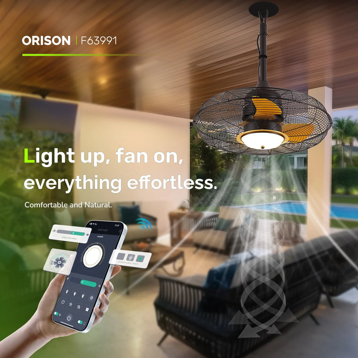 Orison Outdoor Ceiling Fan With Led Light And Remote Control