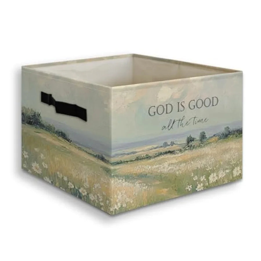 Christian Lavender Floral Foldable Storage Basket With Handles