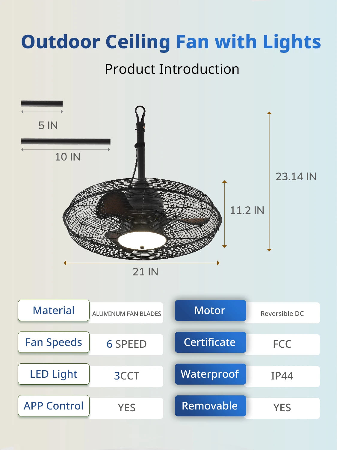 Orison Outdoor Ceiling Fan With Light And Remote Control