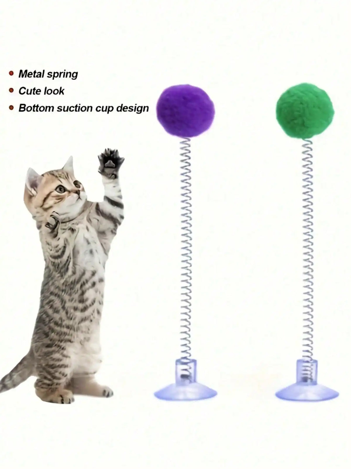 Interactive Cat Toy Set Featuring Plush Ball And Spring Wand