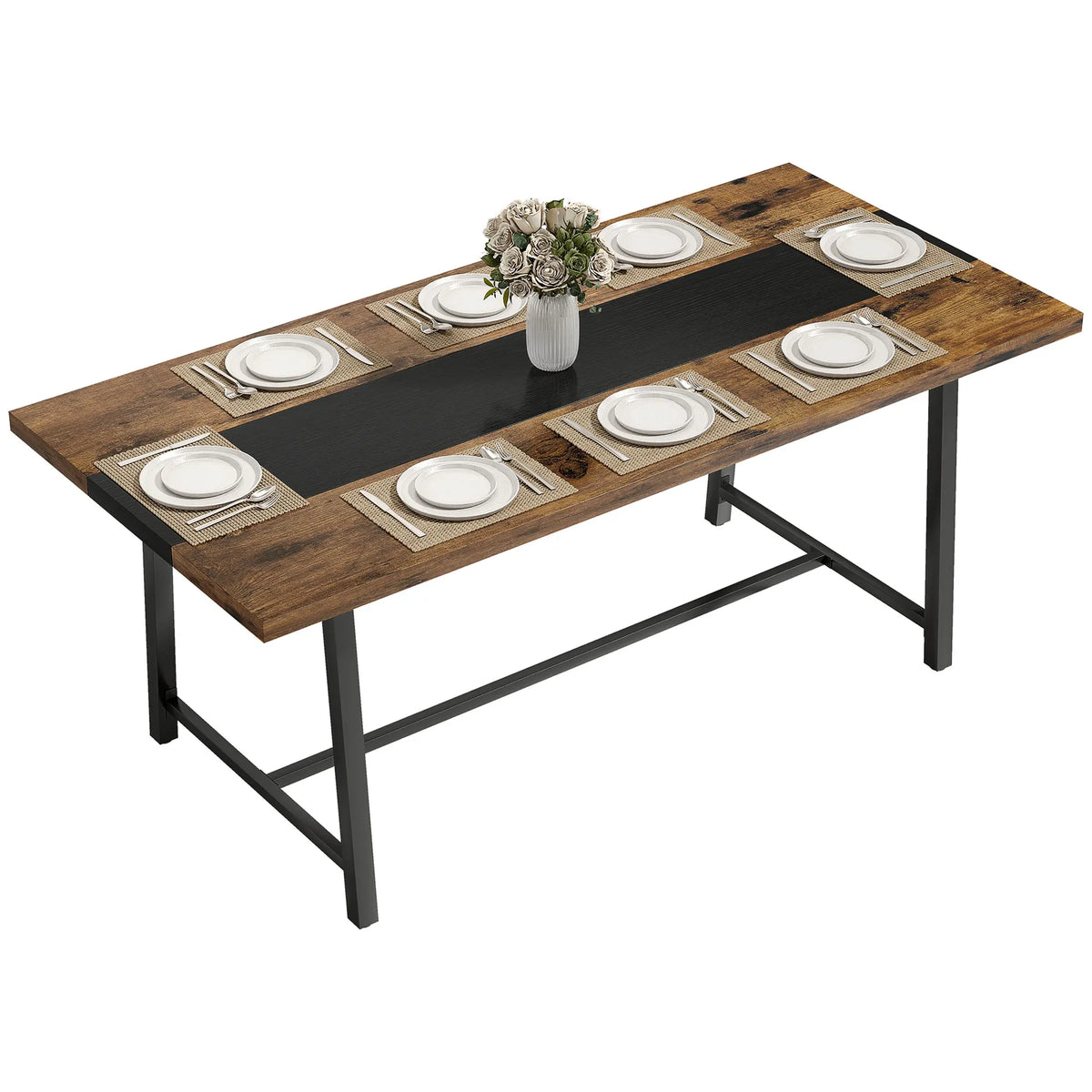 Homcom Industrial Metal Framed Dining Table For Eight