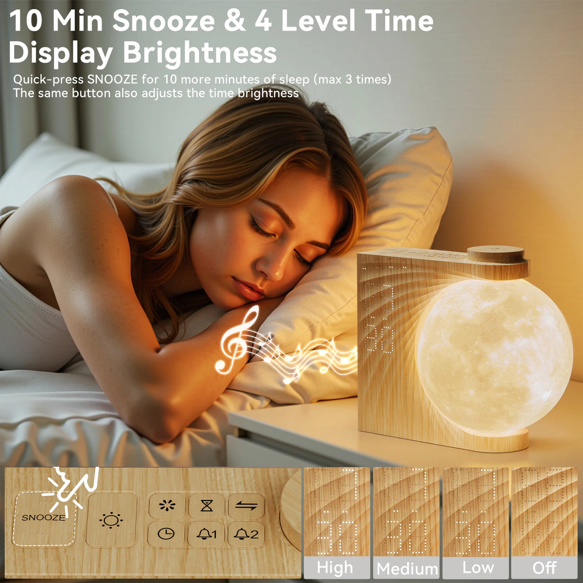 RETEYUNG Sunrise Alarm Clock With Moon Lamp And White Noise