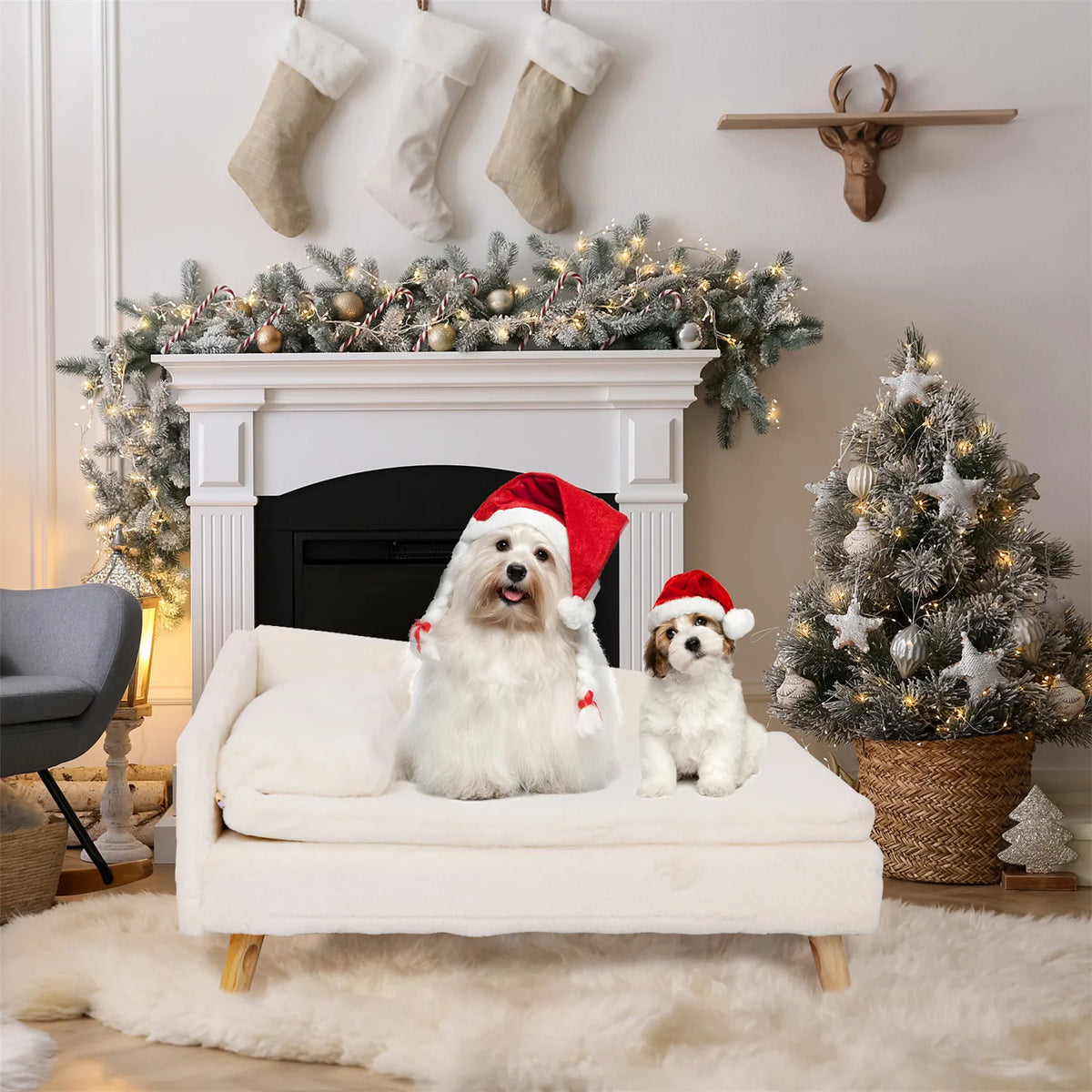 BINGOPAW Elevated Pet Sofa Bed With Waterproof Wooden Base