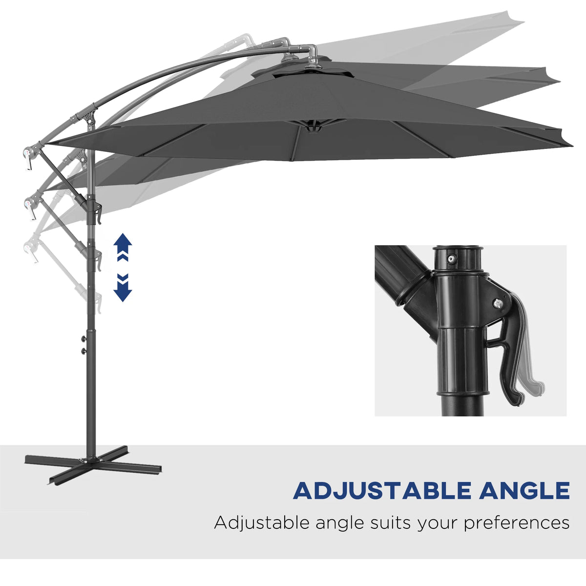 Outsunny Cantilever Patio Umbrella With Uv Resistance And Cross Base