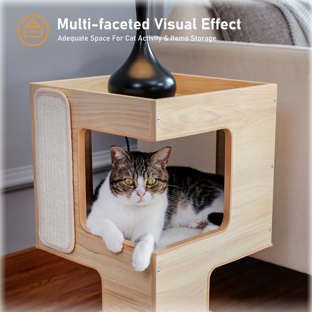 PAWZ Road Wooden Cat Condo With Scratching Pad And Mats