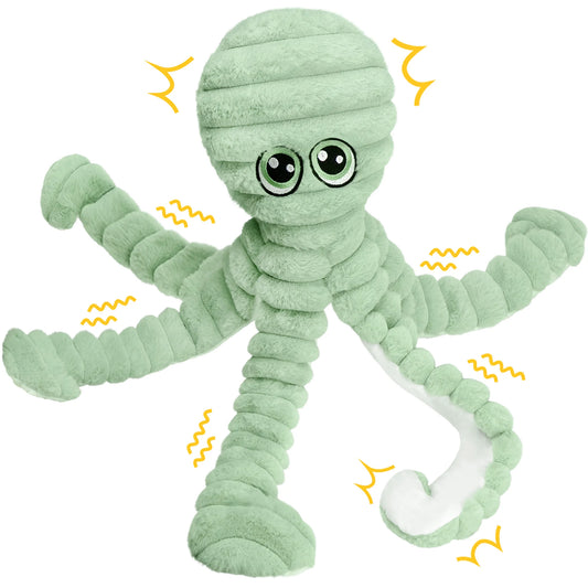 Octopus Squeaky Plush Dog Chew Toy Interactive Dental Care