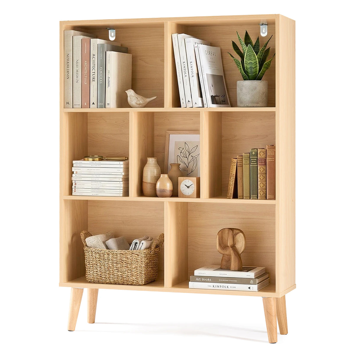 Sturdy Wooden Bookcase Storage Shelves Display Organizer For Home