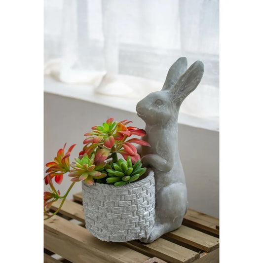 Modern Cement Rabbit Planter For Home And Garden Decor