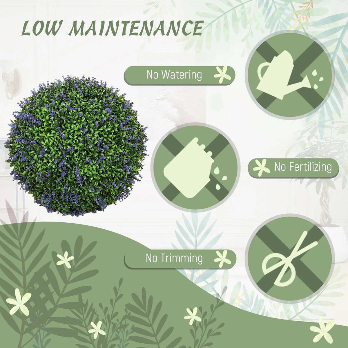 Artificial Boxwood Topiary Ball With Lavender Faux Plant Home Decor