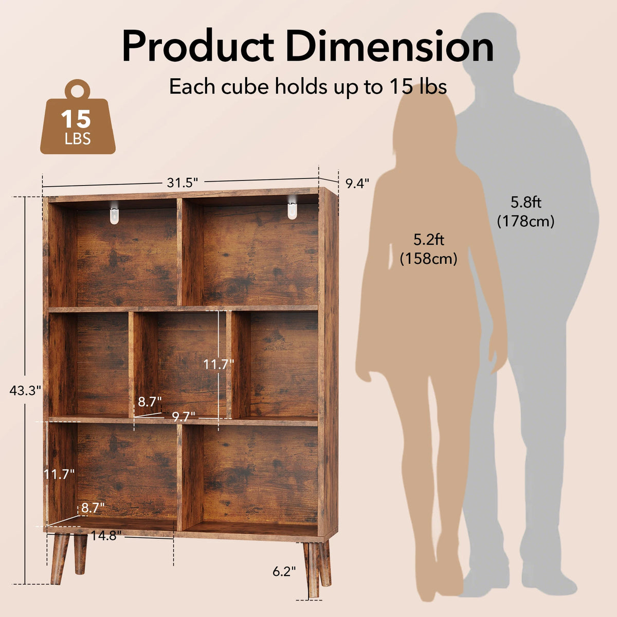 Sturdy Wooden Bookcase Storage Shelves Display Organizer For Home