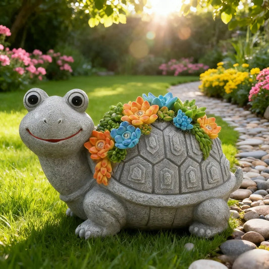 Solar Garden Turtle Statue Outdoor Yard Landscape Decor