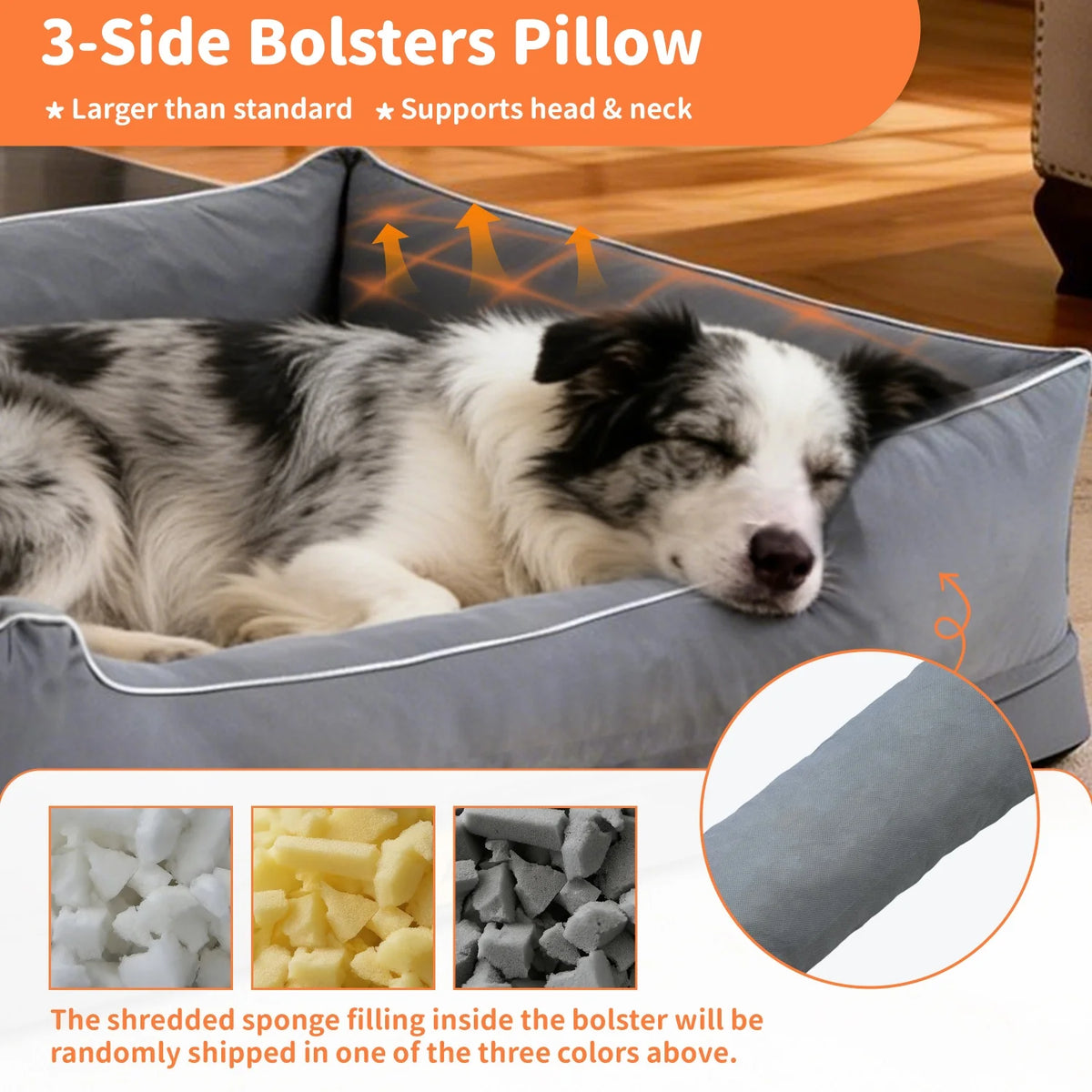 Bingopaw Orthopedic Dog Bed With Removable Washable Cover And Foam Bolsters