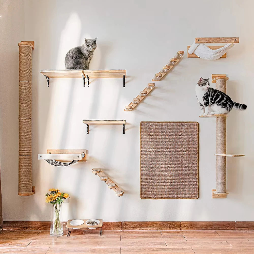 CWV Four Step Wall Mounted Cat Climbing Shelf With Sisal