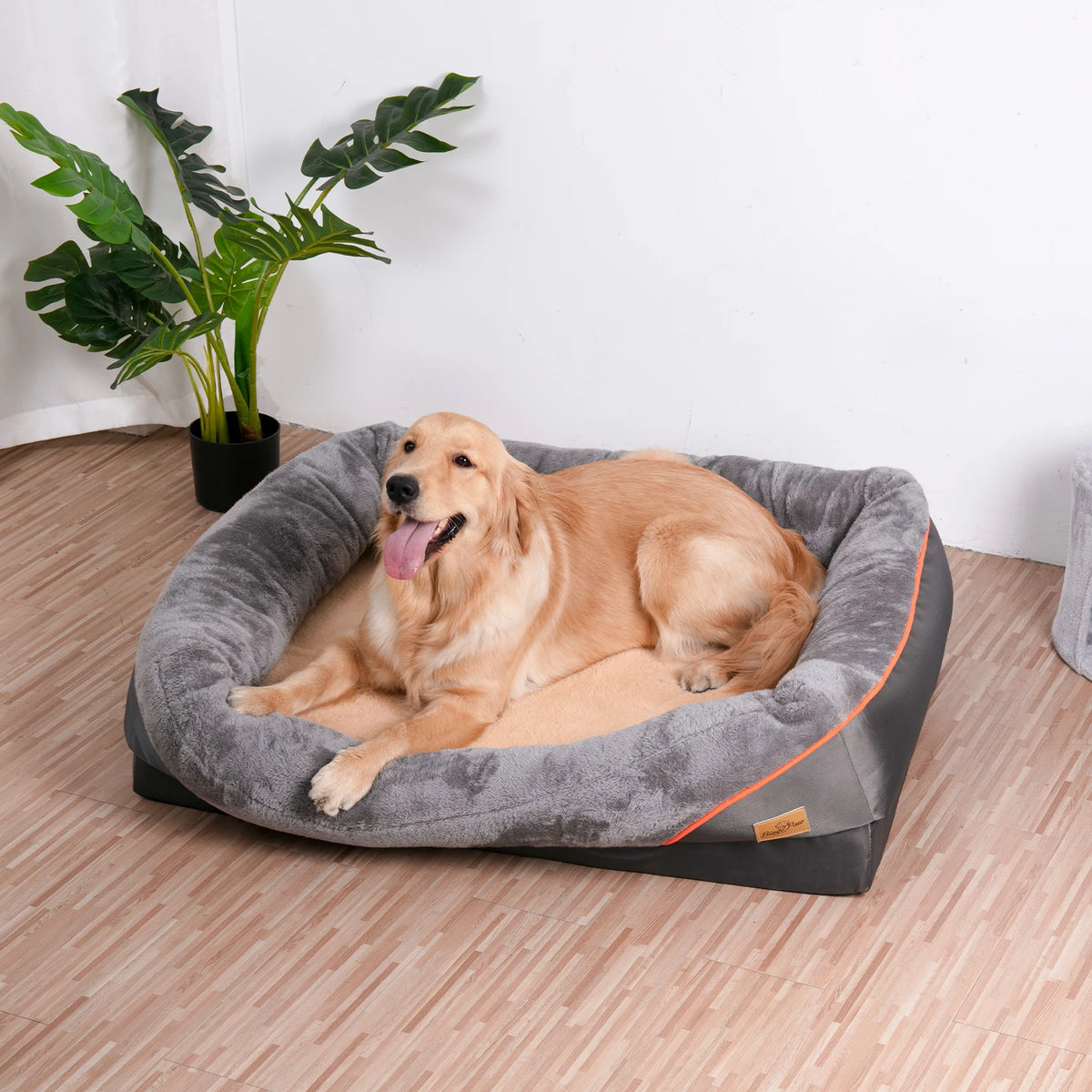 BINGOPAW Orthopedic Foam Dog Bed With Cotton Bolster Removable Cover