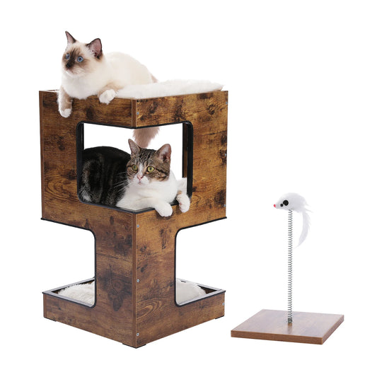 PAWZ Road Wooden Cat Condo With Scratching Pad And Mats