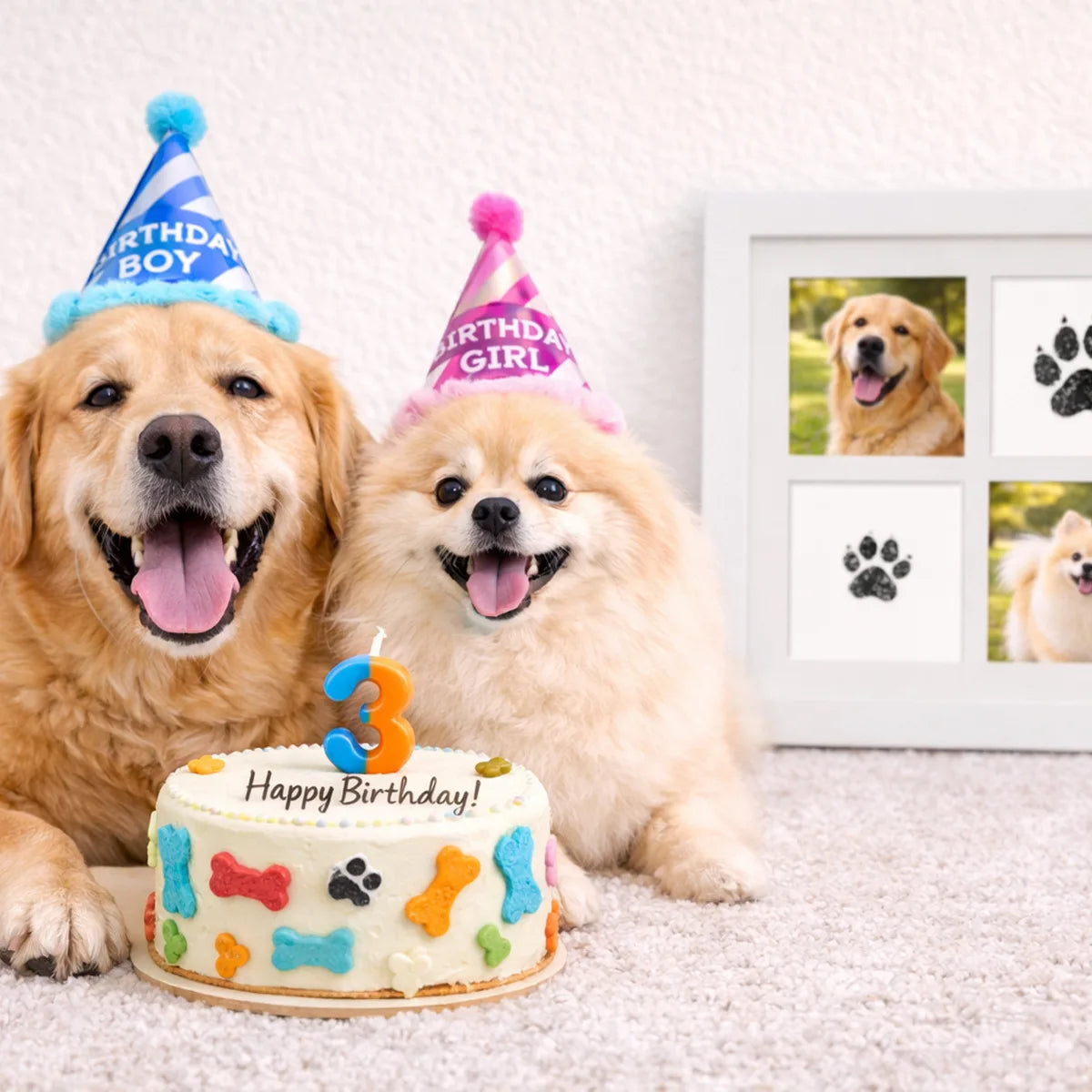 Solid Wood Pet Paw Print Keepsake Frame With Ink Pad