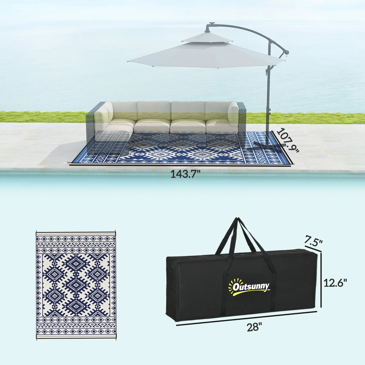 Outsunny Modern Geometric Pattern Nonwoven Floor Mat