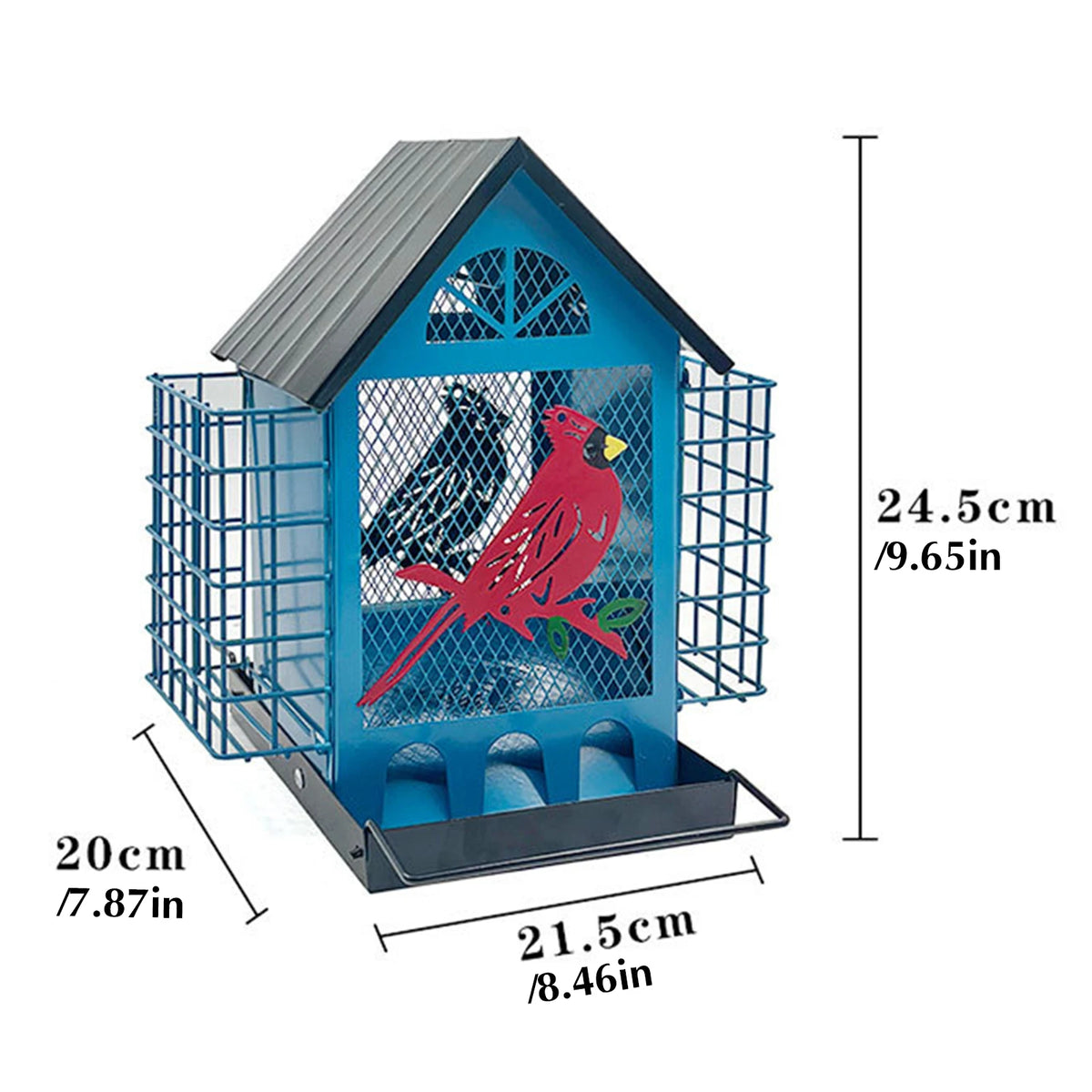 Wrought Iron Hanging Bird Feeder With Squirrel Proof Suet Cage