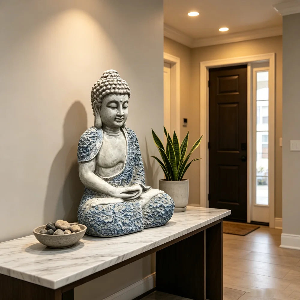 Weatherproof Resin Meditating Buddha Garden Statue Outdoor Zen Decor