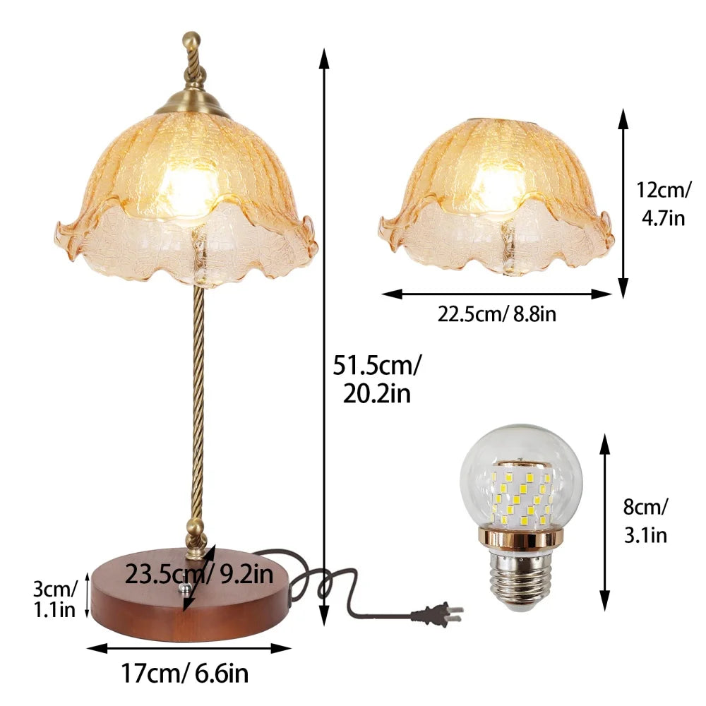 Mid Century Modern Glass Flower Bedside Reading Desk Lamp