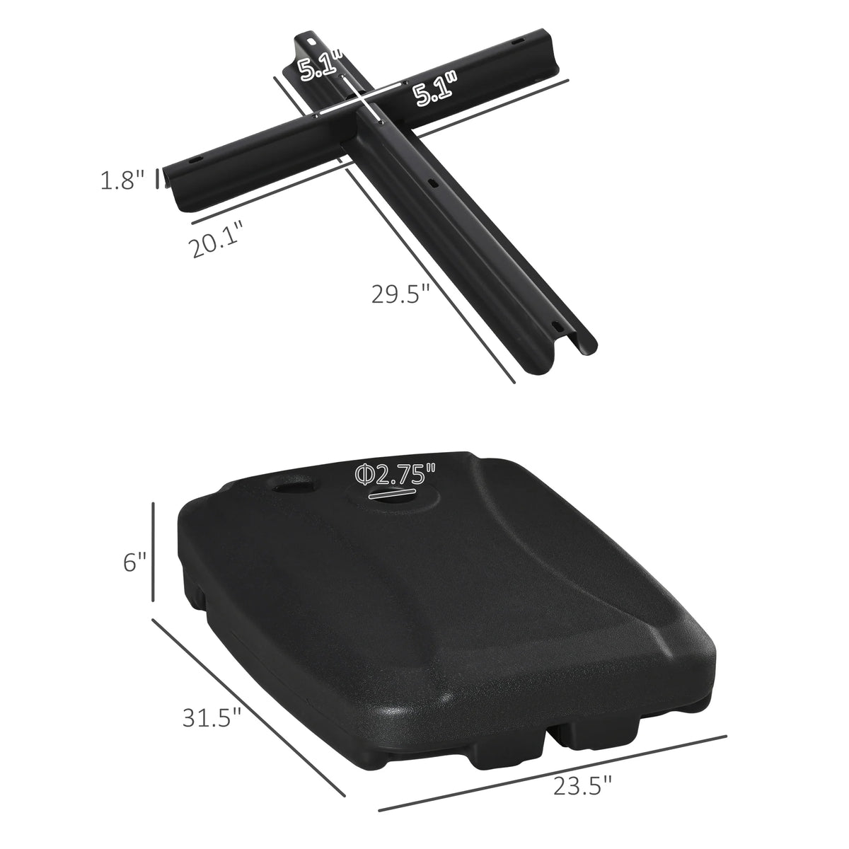 Outsunny Cantilever Umbrella Base Stand With Wheels And Sand Fill