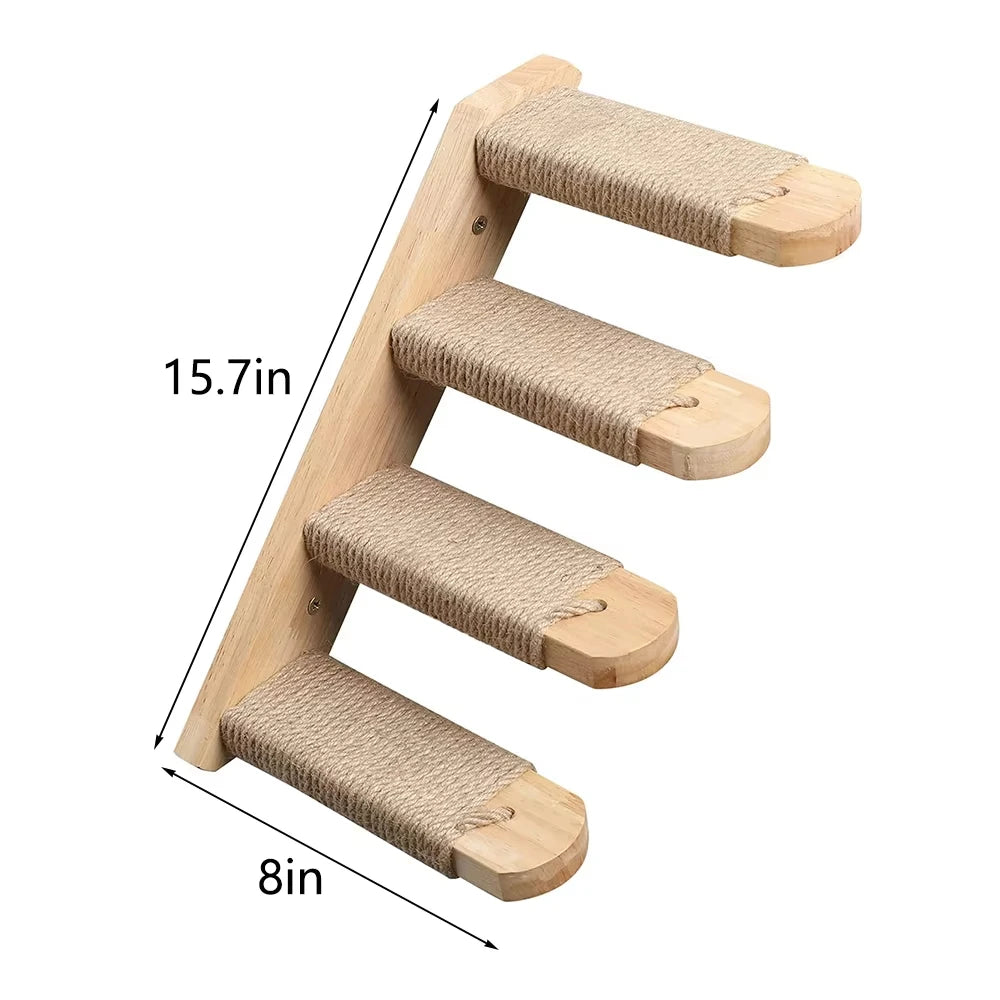 CWV Four Step Wall Mounted Cat Climbing Shelf With Sisal