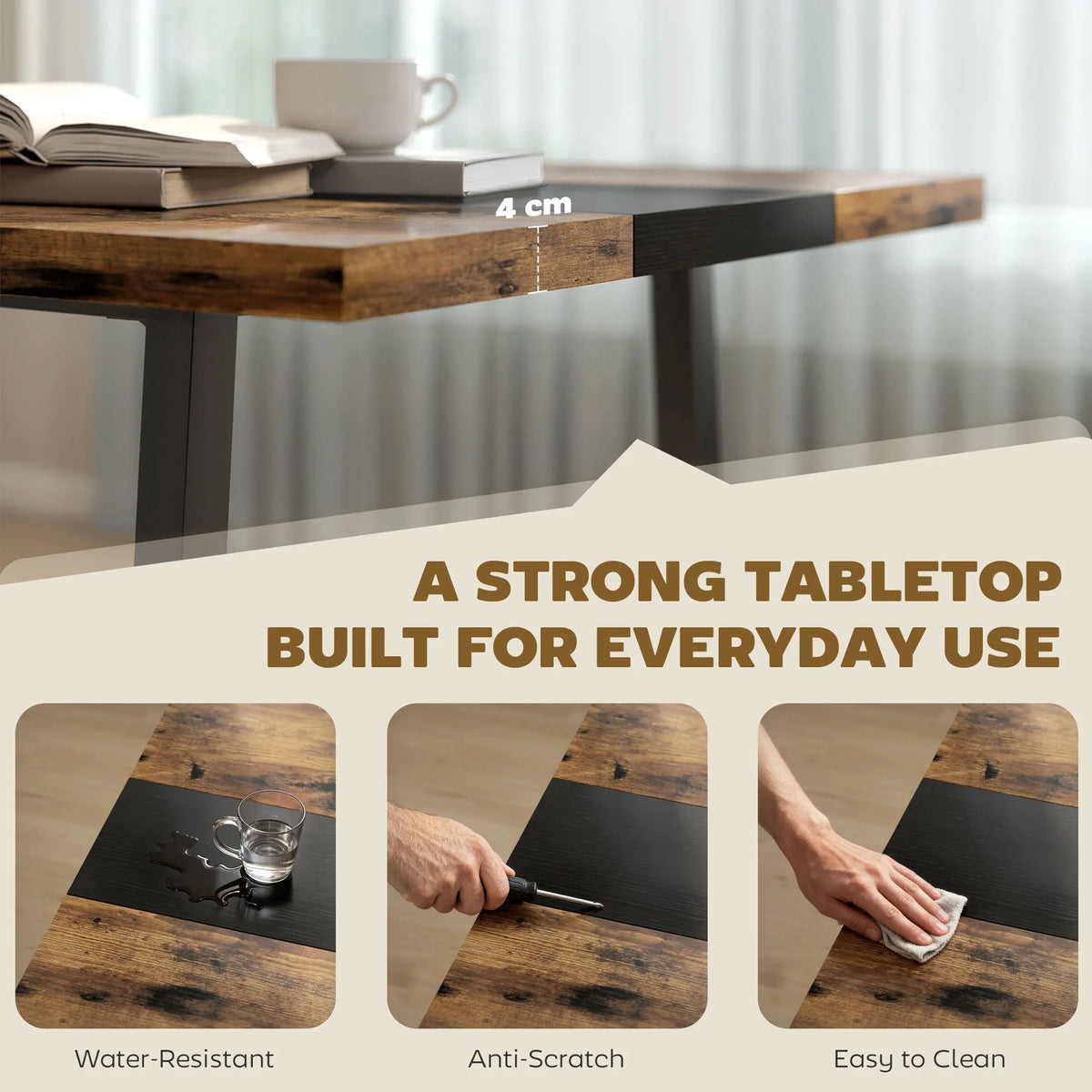 Homcom Industrial Metal Framed Dining Table For Eight