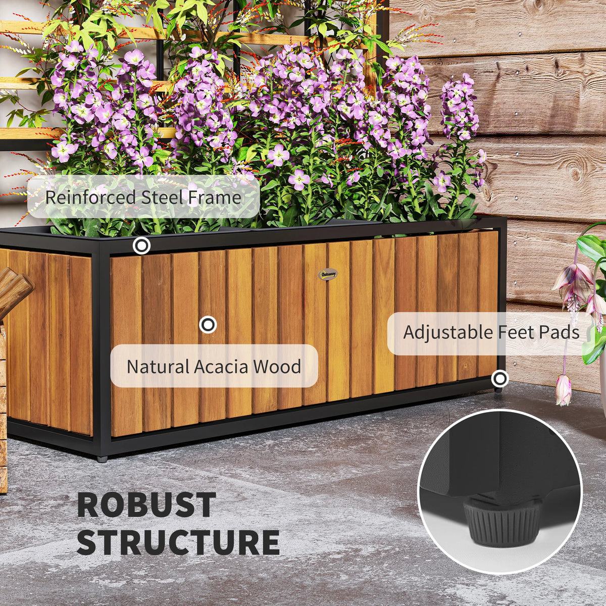 Outsunny Raised Garden Bed With Wooden Trellis And Planters