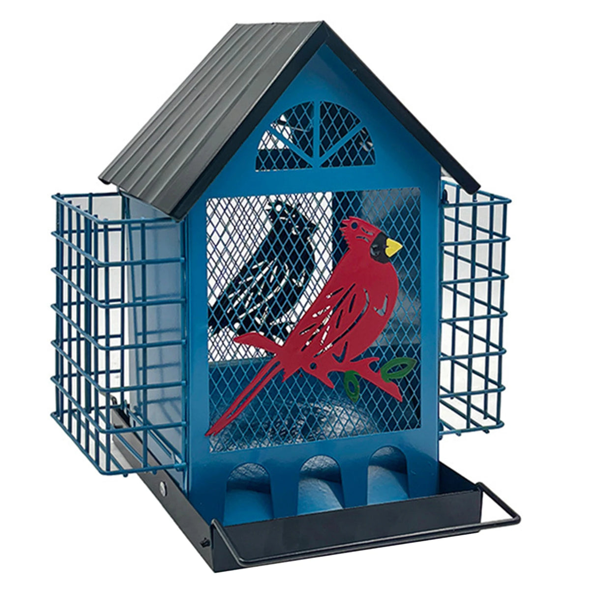 Wrought Iron Hanging Bird Feeder With Squirrel Proof Suet Cage
