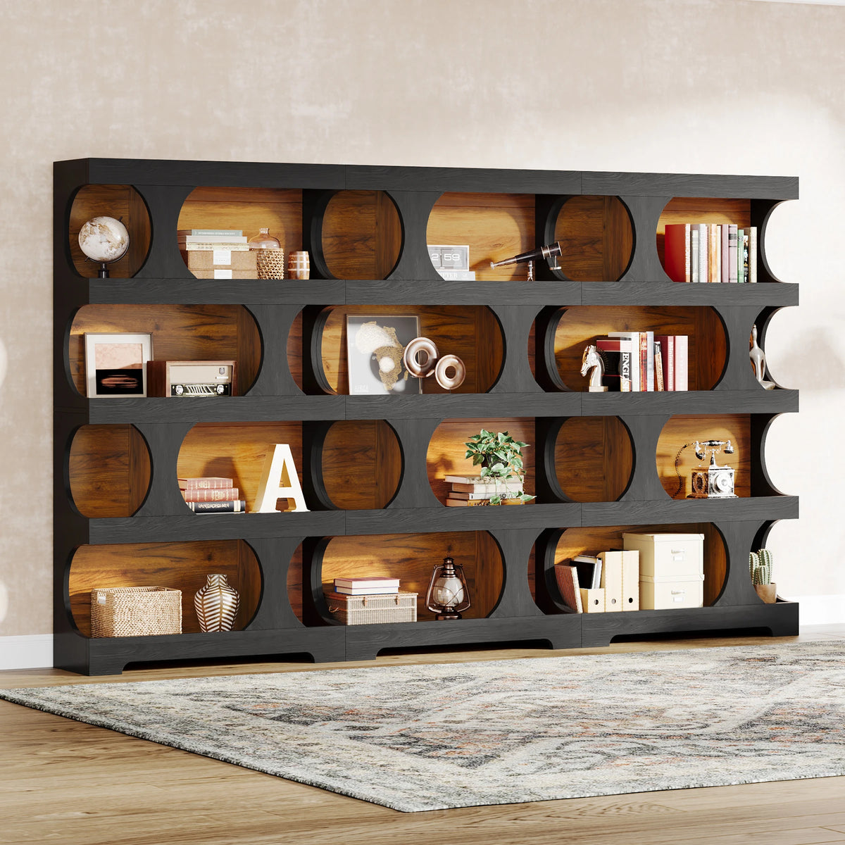 Tribesigns Vintage Wooden Bookcase With Four Tier Open Shelf Storage