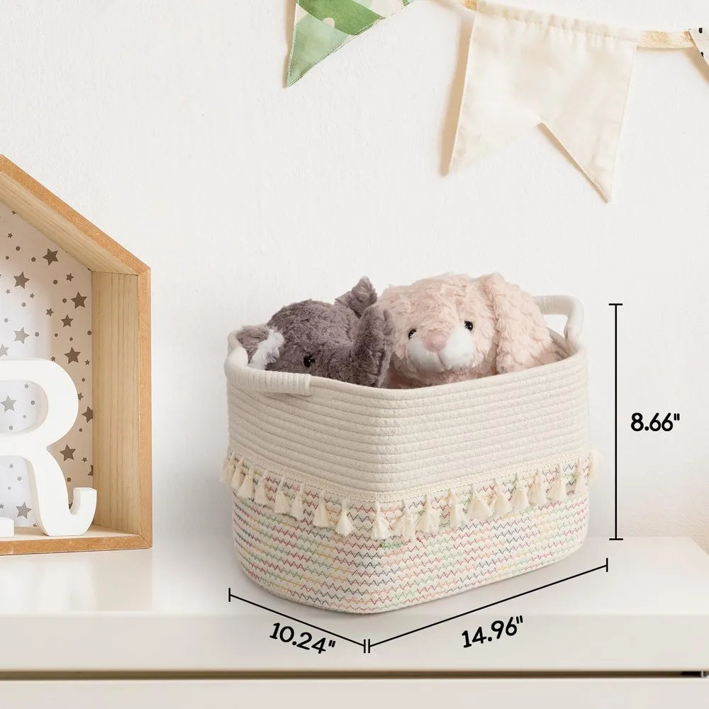 Three Pack Cotton Rope Storage Baskets For Toys And Linen
