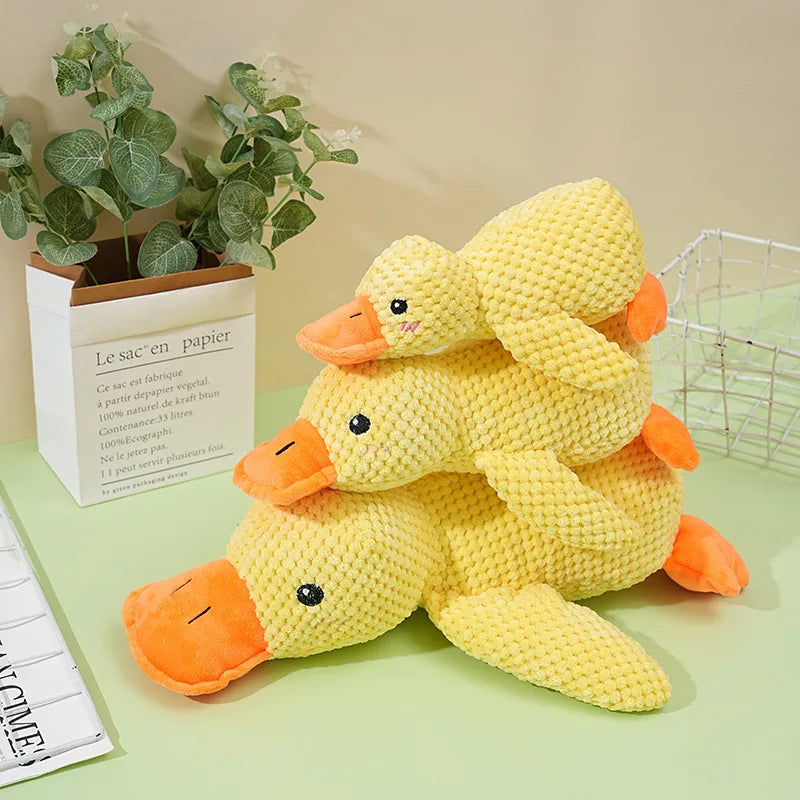 Plush Duck Chew Toy For Dogs Featuring Bite Resistant Squeaker