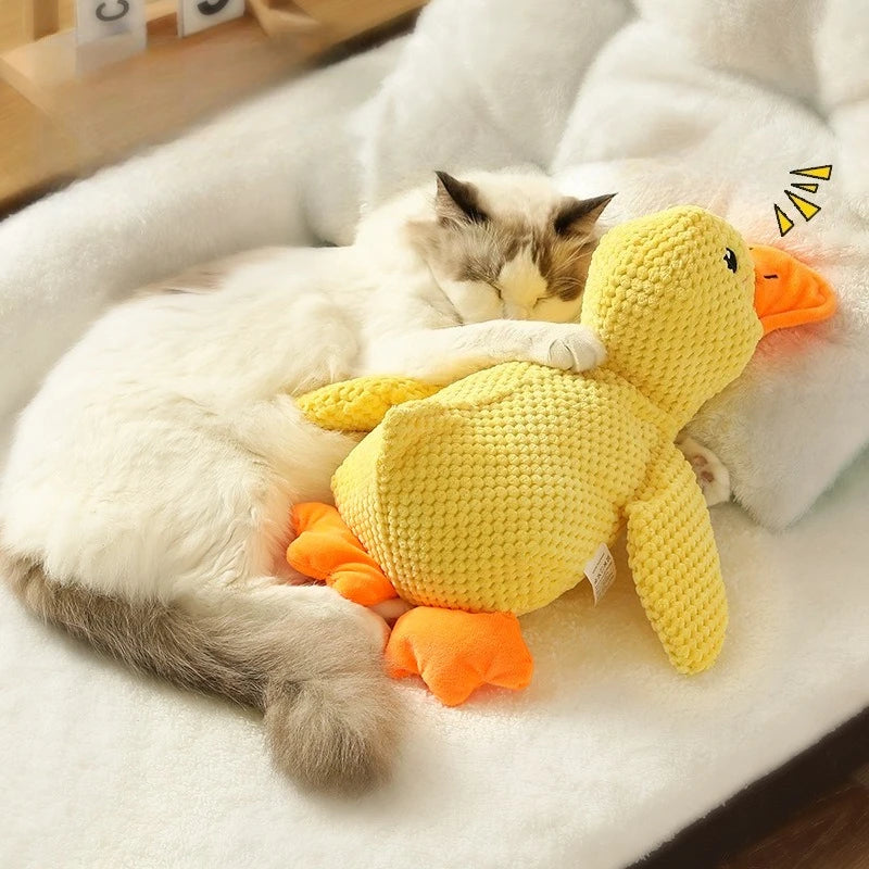 Plush Duck Chew Toy For Dogs Featuring Bite Resistant Squeaker