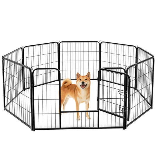 Jhk Foldable Metal Dog Playpen With Eight Panels For Pets