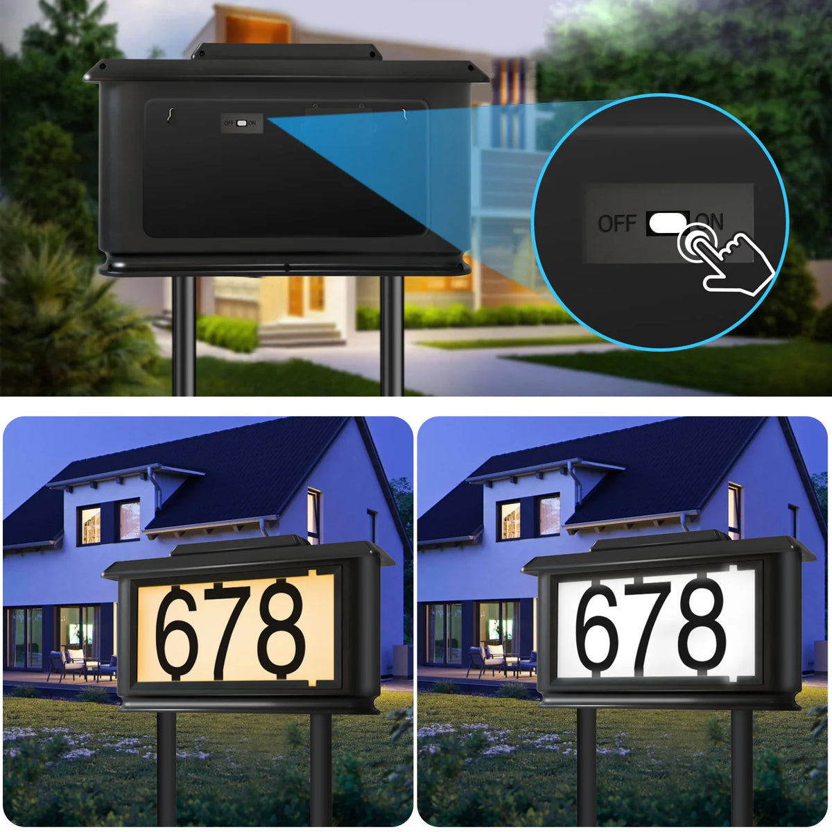 Solar Outdoor Address Sign Light With Dual Tone LED Illuminator