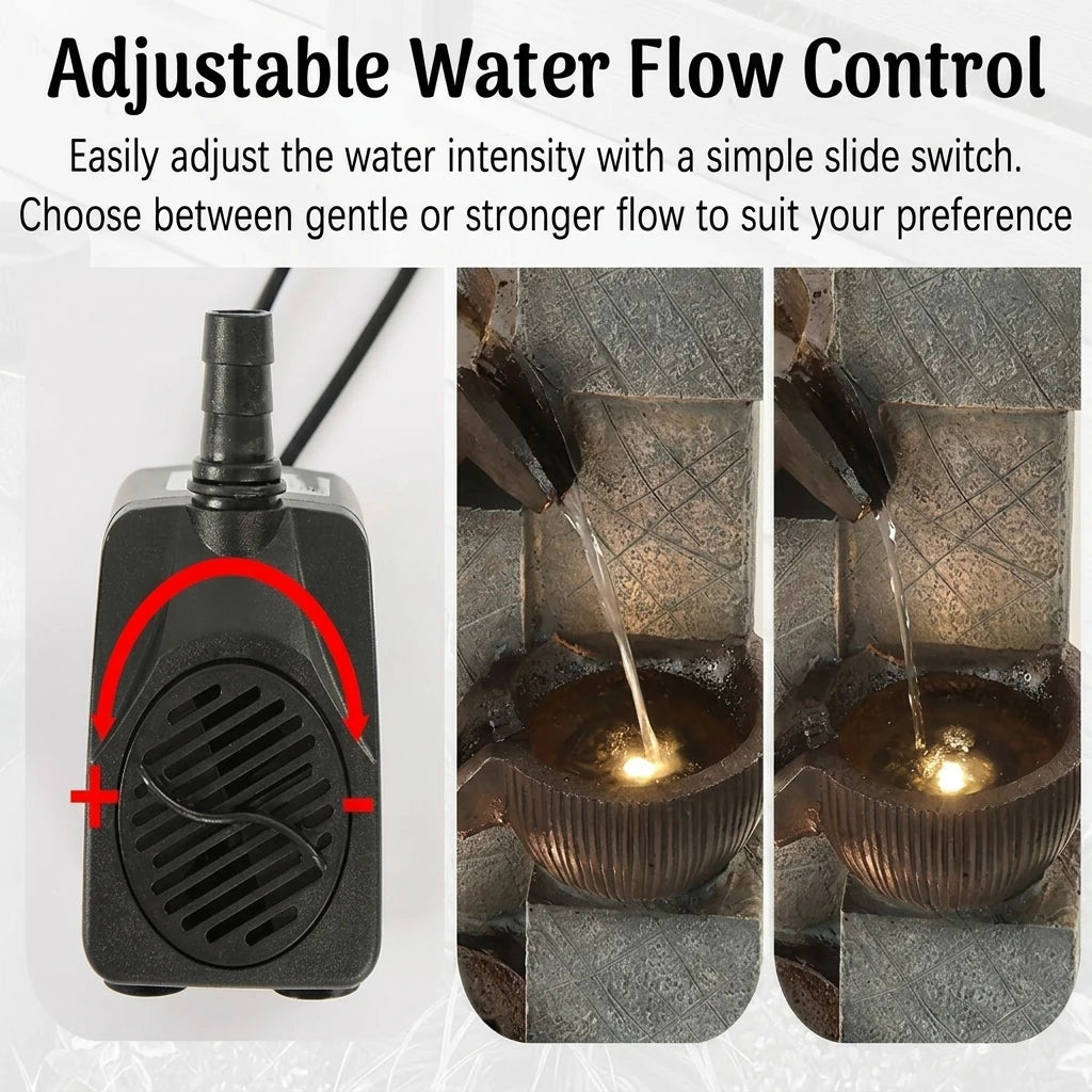 Weather Resistant Led Water Fountain With Adjustable Flow Control
